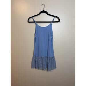 Y2K Lace Trim Stretchy Tank Top Boho Fairy Core Casual Robbin Egg Blue Whimsy